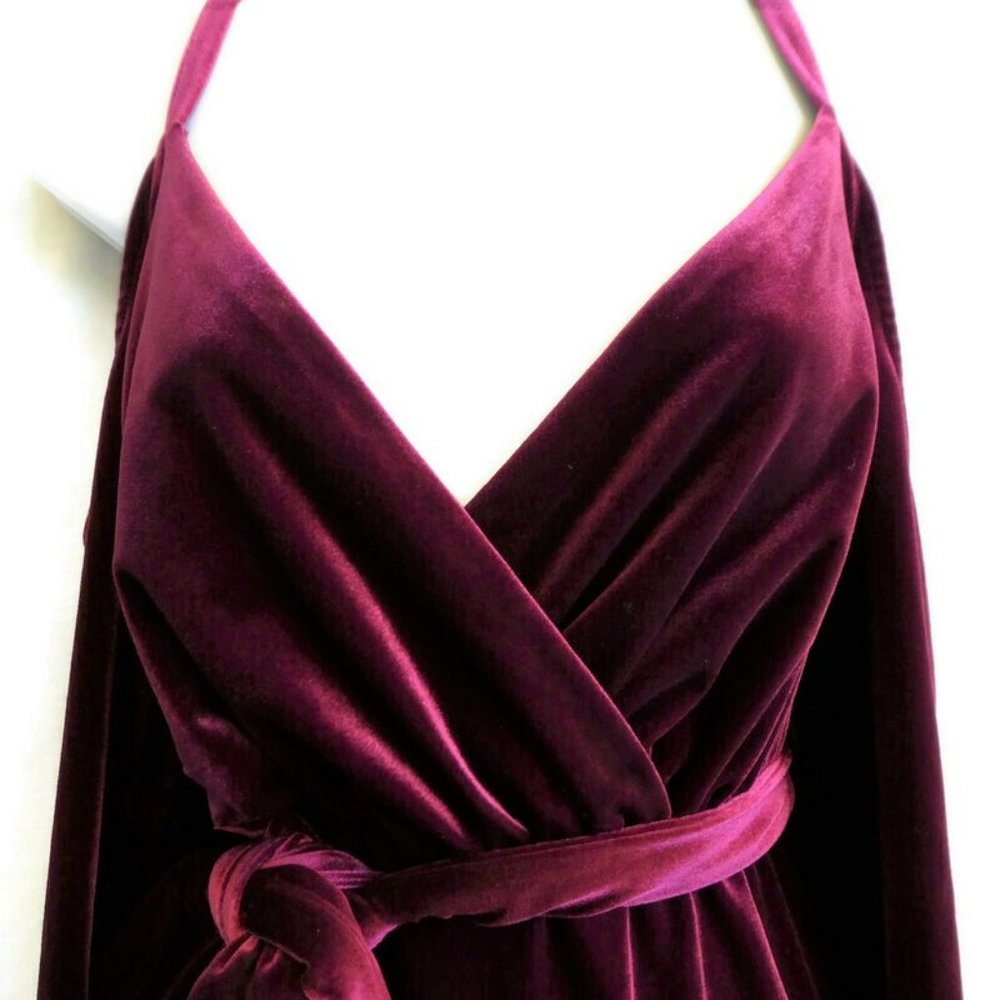 VeLVeT Torrid Dress Burgundy Cold Shoulder Suplice Babydoll Angel Bell 1X - Picture 6 of 13